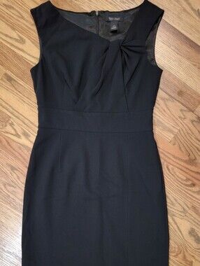 White House Black Market Black Sleeveless Pleated Sheath Dress